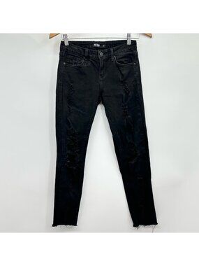 Just Black Ripped Distressed Knee Holes Ankle Jeans Size 27